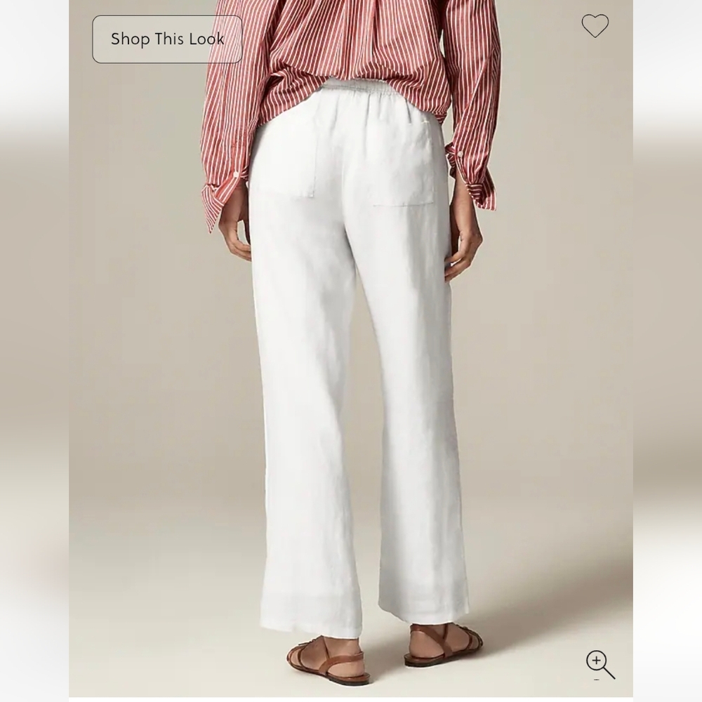 J. Crew White Women's 100% Linen Pants Resortwear Vacay Travel Summer XXL NWT - Picture 4 of 9